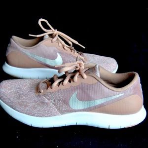 Nike Flex Contact Pink Silver Running Shoes Size 10 Women's